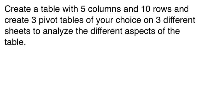 Create a table with 5 columns and 10 rows and
