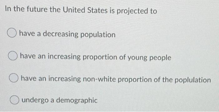 In the future the United States is projected to