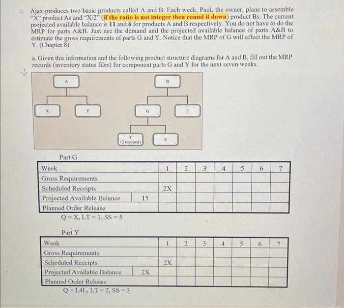 x=40 please show excel formulas 1. Ajax produces