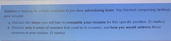 Batelco is looking for a fresh graduate to join