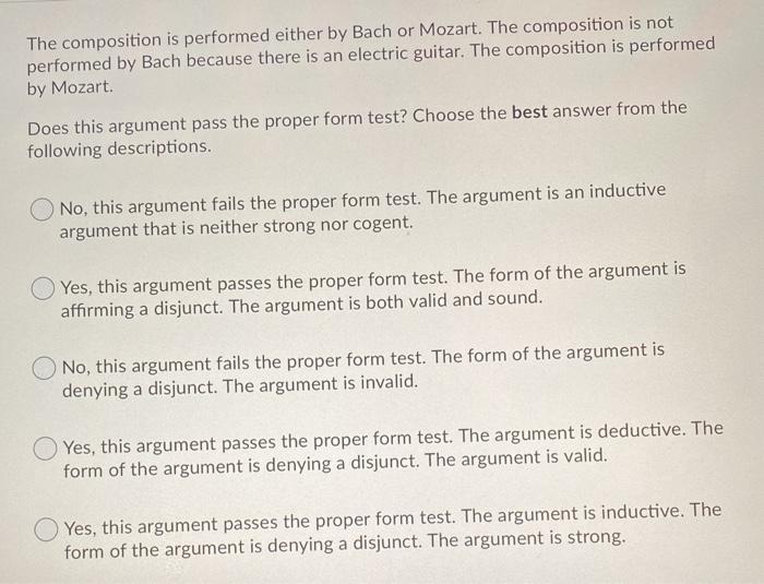 Consider the following argument: The composition