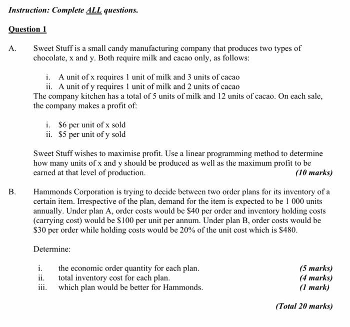 Course name: Operations Research Time limit: