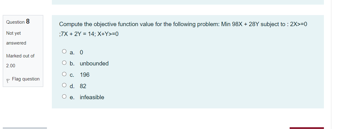 Question 8 Compute the objective function value
