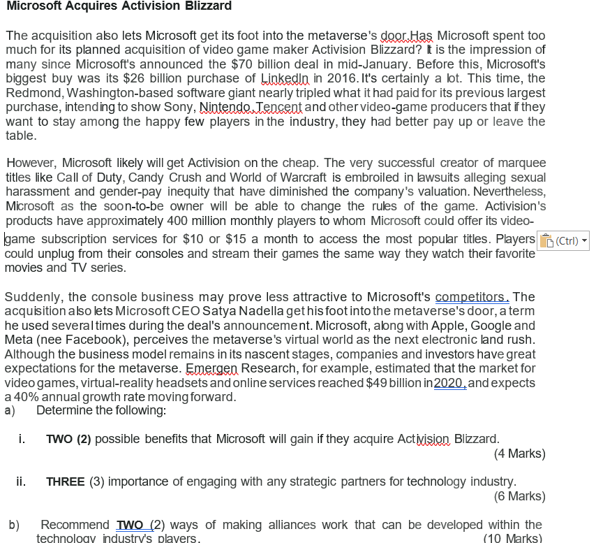 Microsoft Acquires Activision Blizzard The