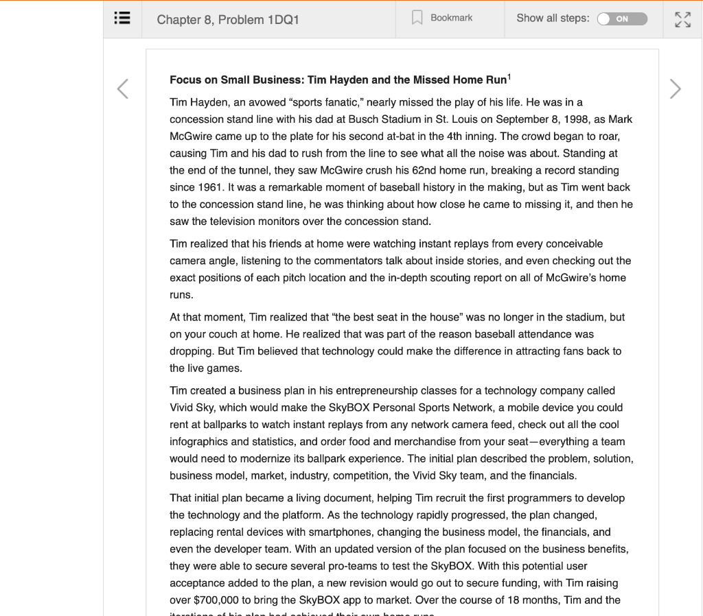 Chapter 8, Problem 1DQ1 Bookmark Show all steps: