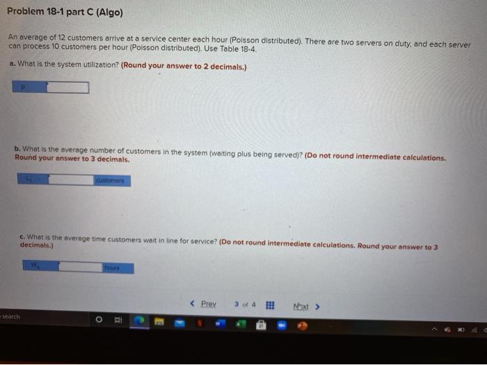 i need help Problem 18-1 part C (Algo) An average