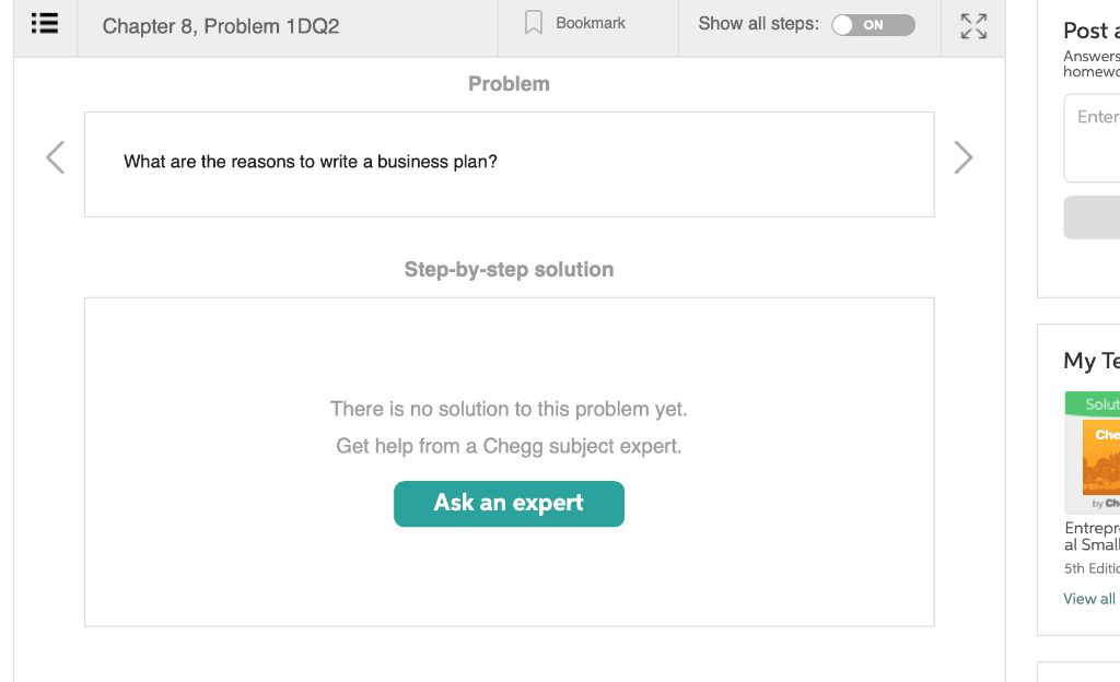 Chapter 8, Problem 1DQ1 Bookmark Show all steps: