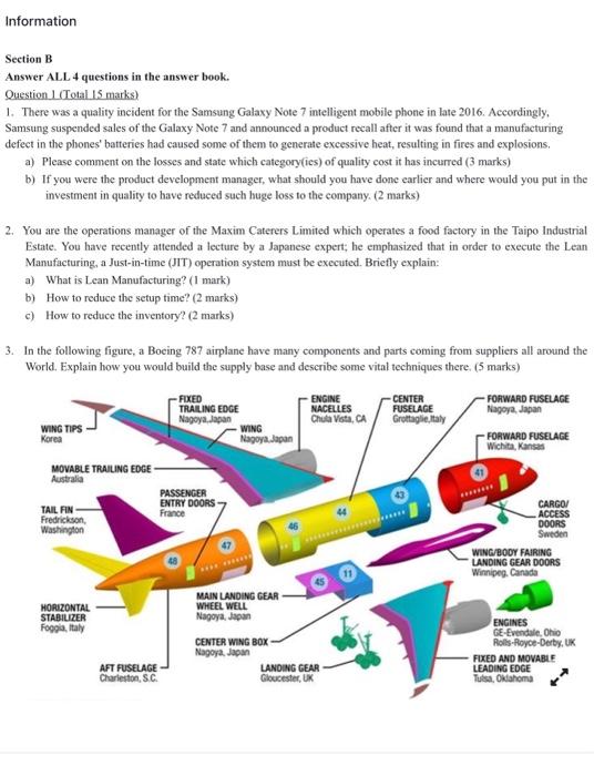 Information Section B Answer ALL 4 questions in