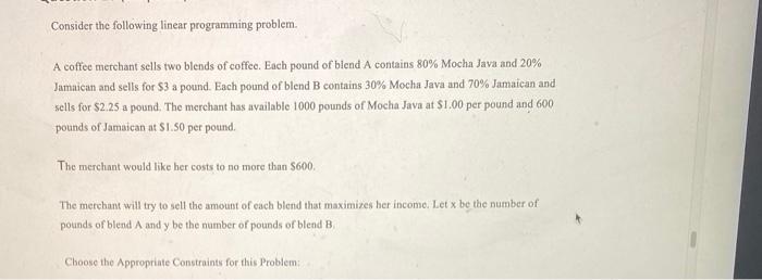 Consider the following linear programming problem