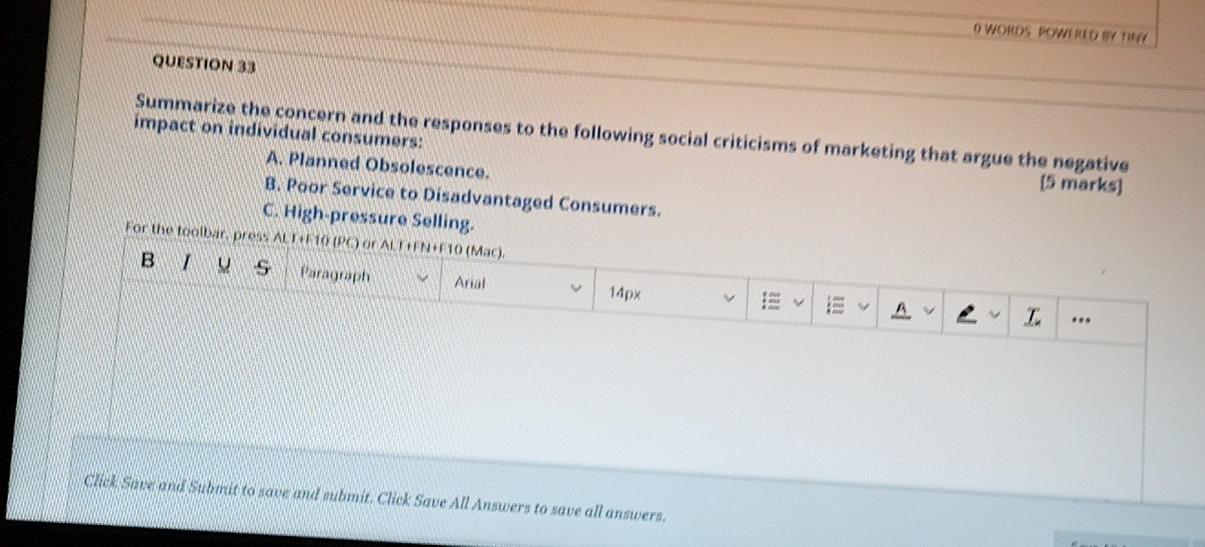 O WORDS POWERED BY THE QUESTION 33 Summarize the