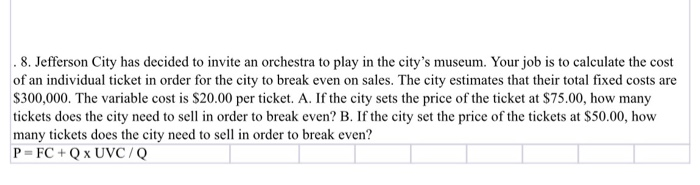 Answer problems in excel Jefferson City has