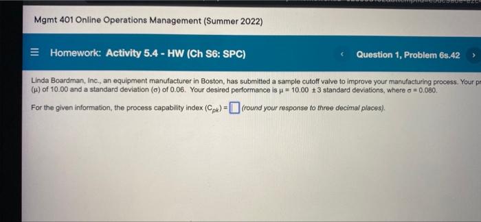 for the given information, the process capability