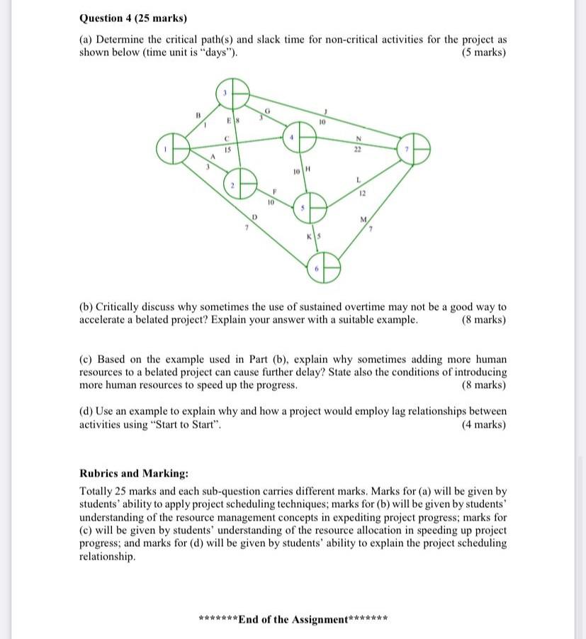 Question 4 (25 marks) (a) Determine the critical