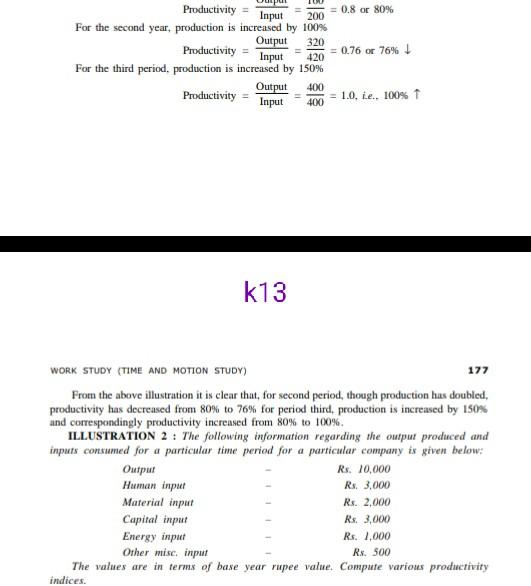 200 Productivity Input = 0.8 or 80% For the