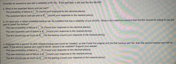 Please explain :) Consider an expensive part with