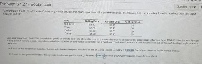 Problem S7.27 - Bookmatch Question Help As