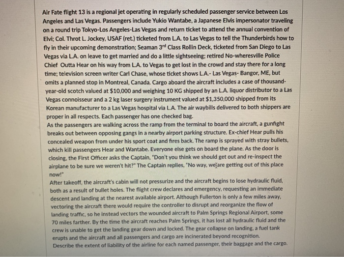 Air Fate flight 13 is a regional jet operating in