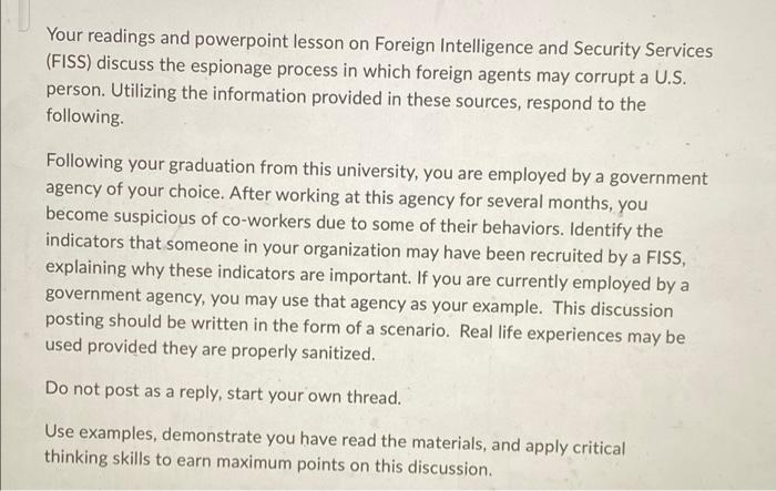 Your readings and powerpoint lesson on Foreign