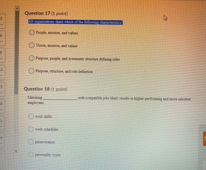 3 Question 17 (1 point) All organizations share