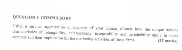 QUESTION 1-COMPULSORY Using a service