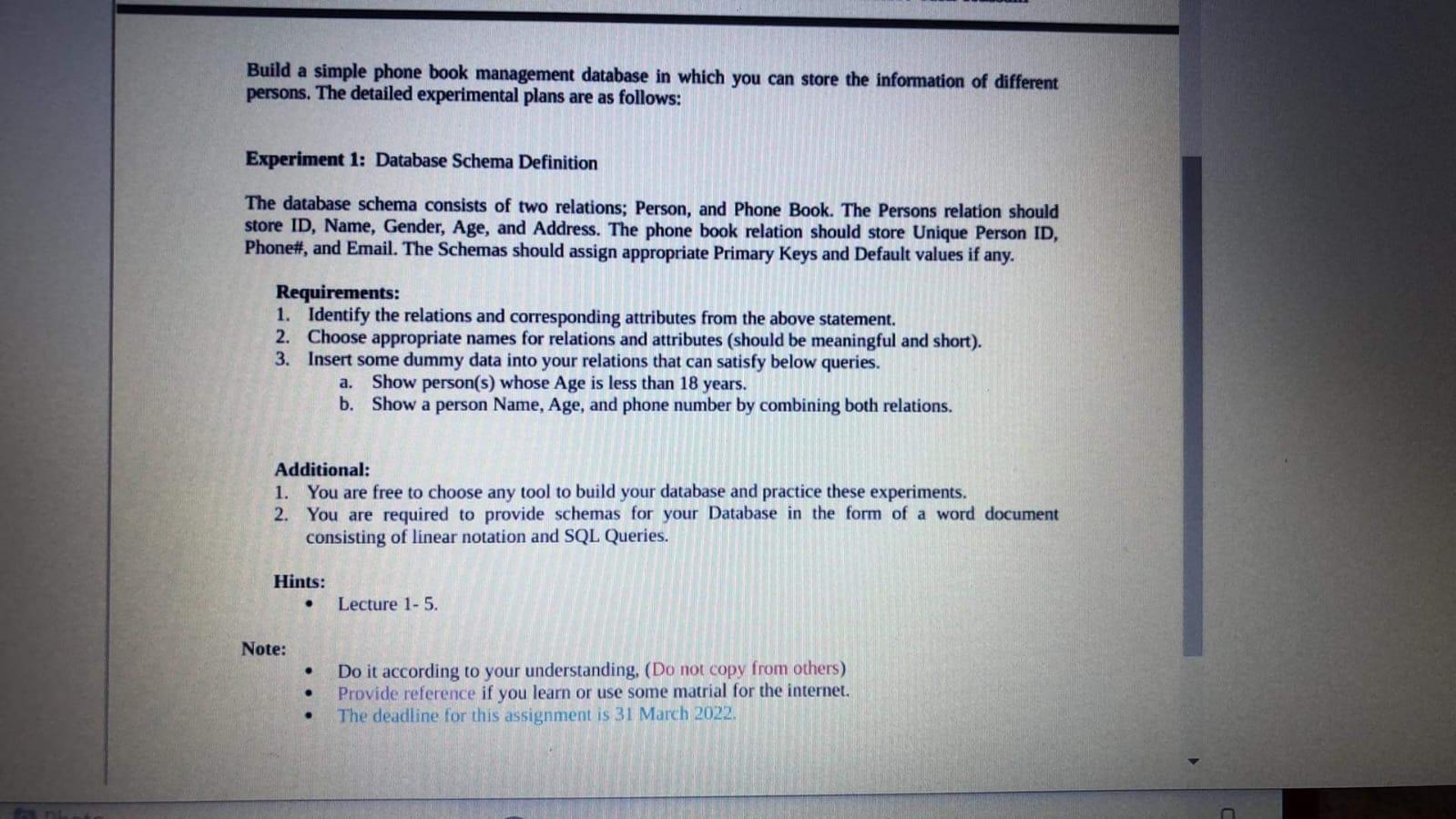 Build a simple phone book management database in