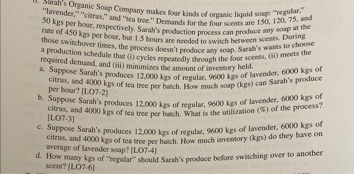 arah's Organic Soap Company makes four kinds of