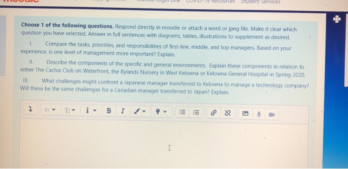 Student Services I. Choose 1 of the following