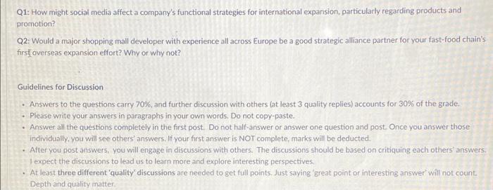 Q1: How might social media affect a company's