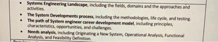 Systems Engineering Landscape, including the