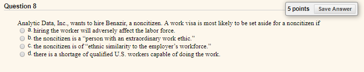 Business Law help Question 4 5 points Save Answer