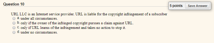 Business Law help Question 4 5 points Save Answer