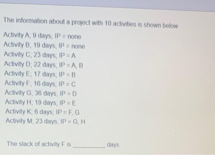 The information about a project with 10