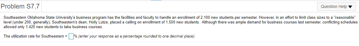 Problem S7.7 Question Help Southeastern Oklahoma