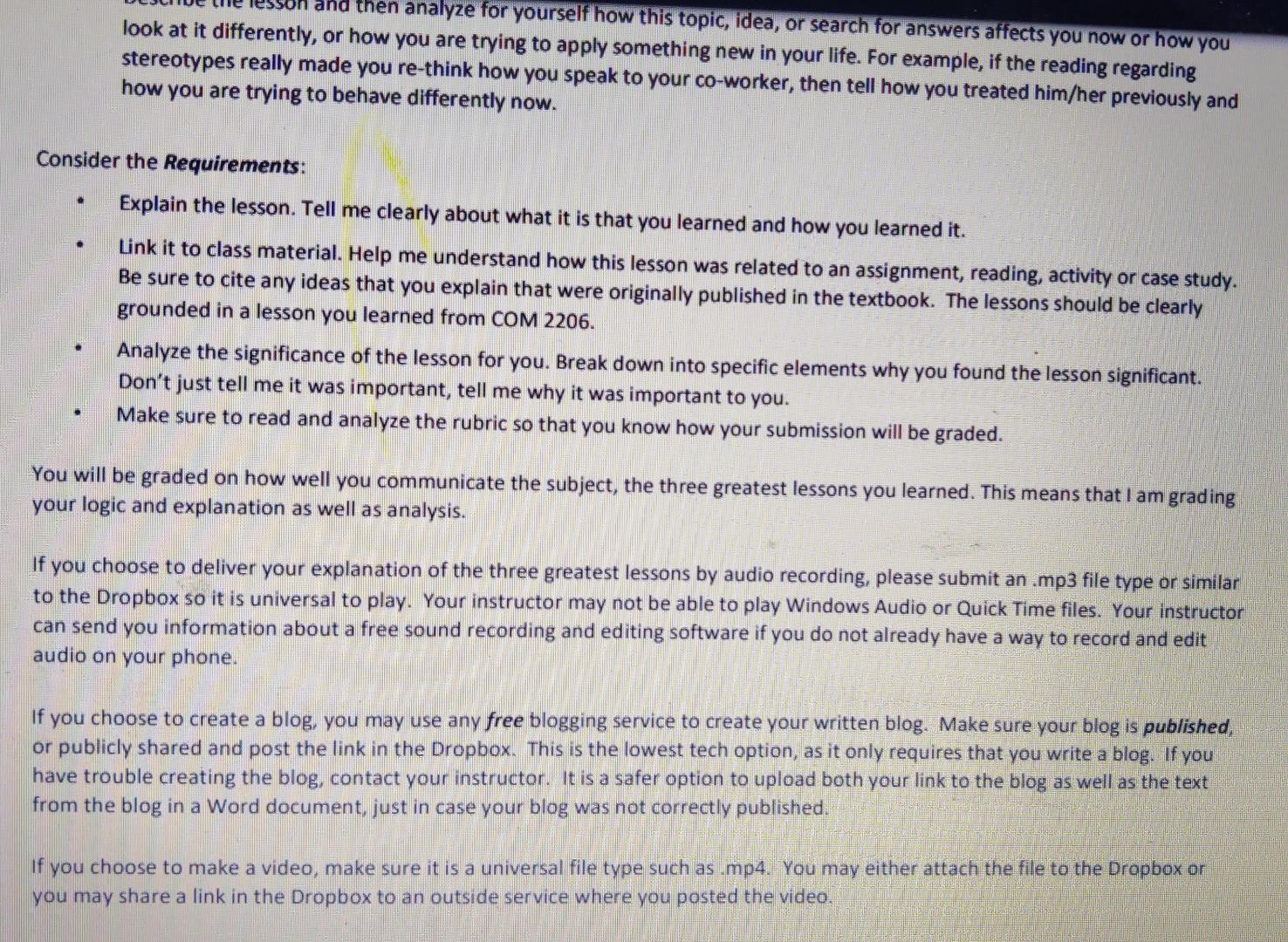 communication skills Reflection Assignment: The