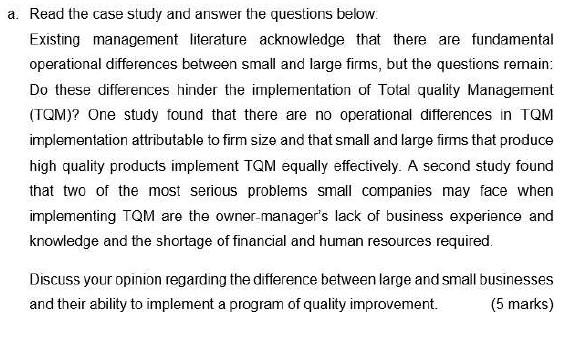a. Read the case study and answer the questions