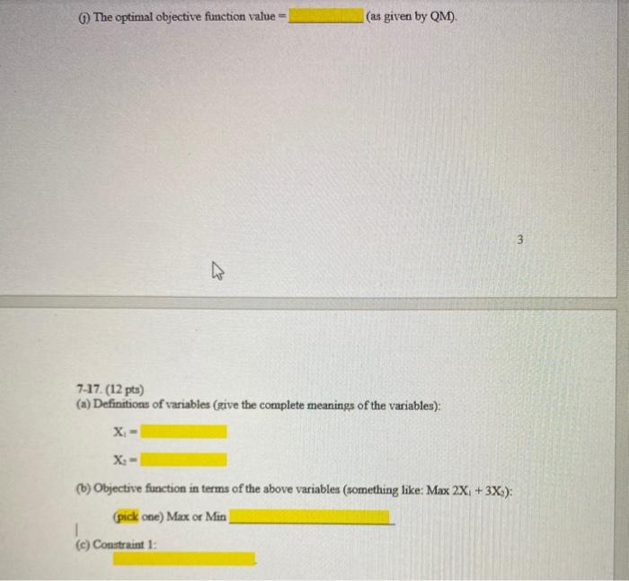 Note: (1) Read the given conditions in each