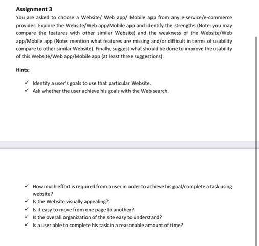 Assignment 3 You are asked to choose a Website