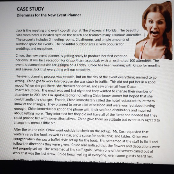 CASE STUDY Dilemmas for the New Event Planner