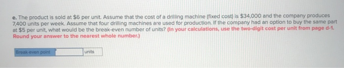 Please show steps as to solve for part e Problem
