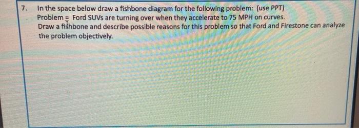 7. In the space below draw a fishbone diagram for