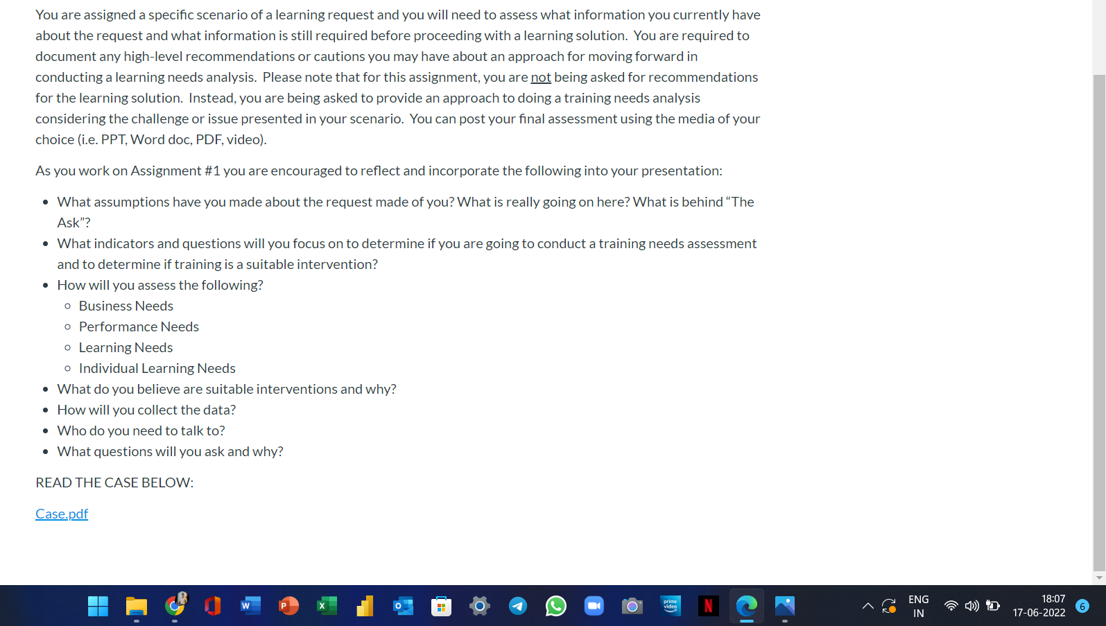 You are assigned a specific scenario of a