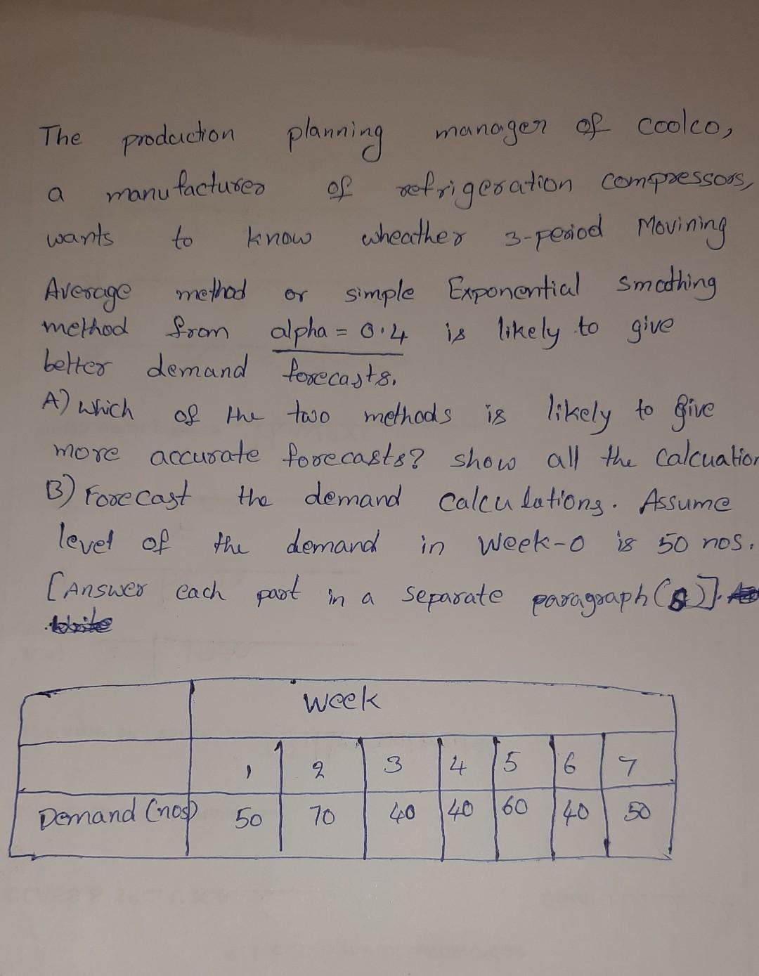 manufactured The production planning manager of