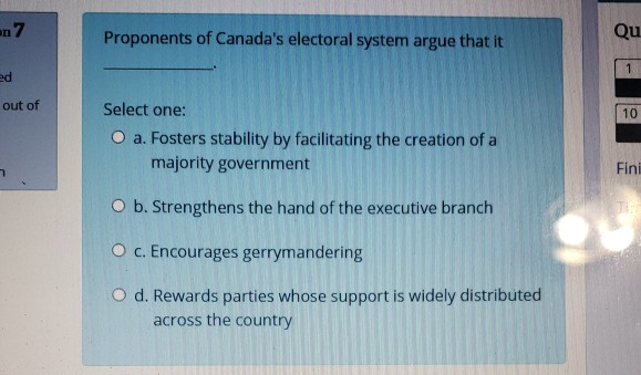 an 7 Proponents of Canada's electoral system