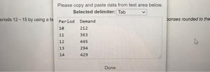 Develop a two-period weighted moving average