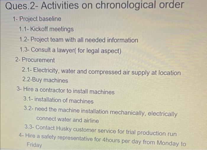 you just have to do choronlogical activities like