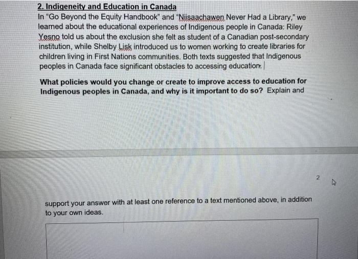 2. Indigeneity and Education in Canada In "Go