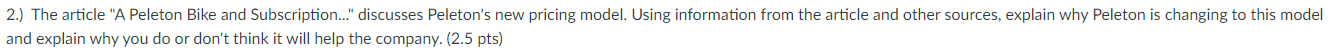 2.) The article "A Peleton Bike and
