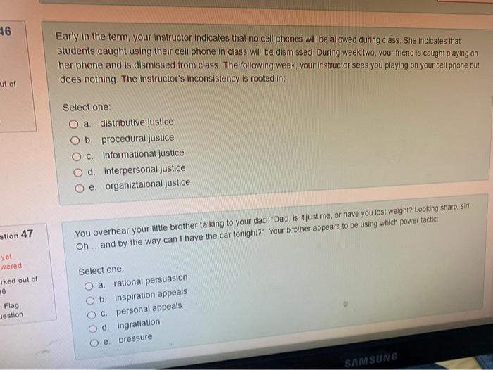 46 Early in the term. your instructor indicates