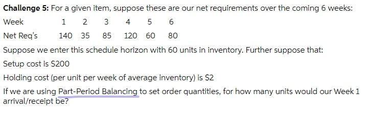 Challenge 5: For a given item, suppose these are