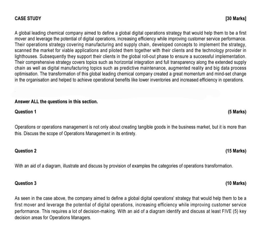 ops management for sustainability please answer
